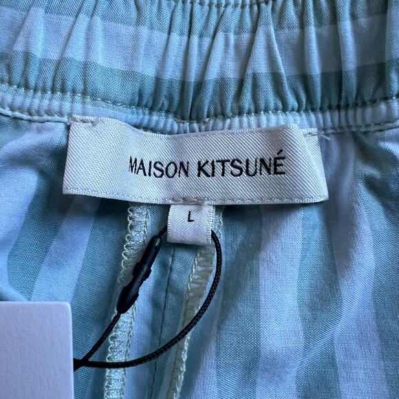 Maison Kitsune Mens Blue Striped Shorts Size L MSRP $419 - Picture 4 of 10